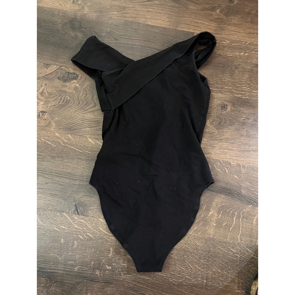 Black Bodysuit One Shoulder Sleeveless Top‎ Casual Basic Size Small